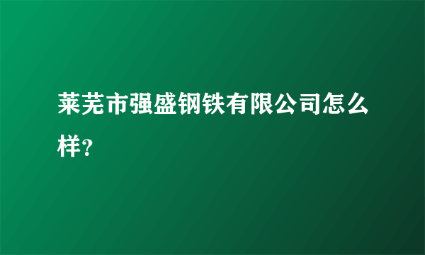 莱芜市强盛钢铁有限公司怎么样？