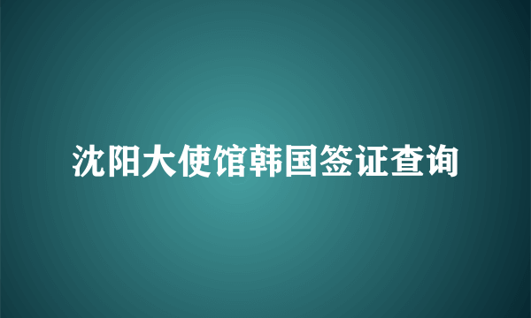 沈阳大使馆韩国签证查询