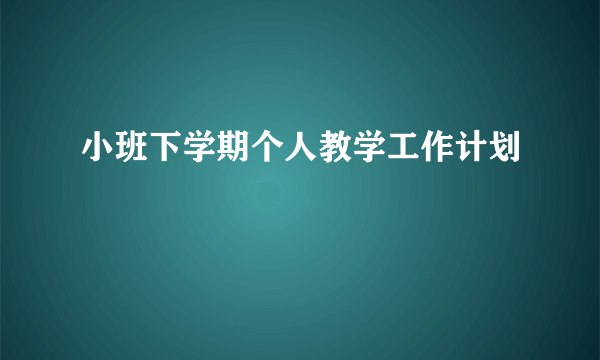 小班下学期个人教学工作计划