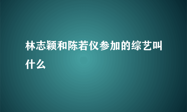 林志颖和陈若仪参加的综艺叫什么