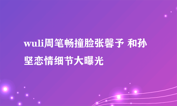 wuli周笔畅撞脸张馨予 和孙坚恋情细节大曝光