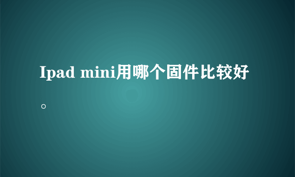 Ipad mini用哪个固件比较好。