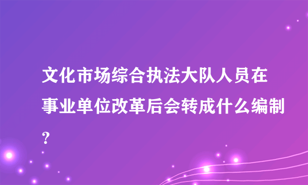 文化市场综合执法大队人员在事业单位改革后会转成什么编制？