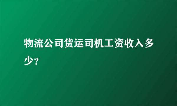 物流公司货运司机工资收入多少？