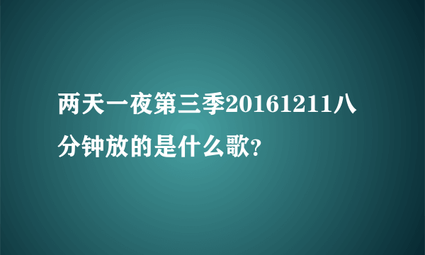 两天一夜第三季20161211八分钟放的是什么歌？