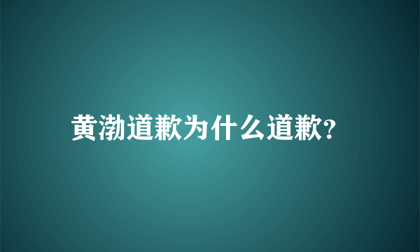 黄渤道歉为什么道歉？