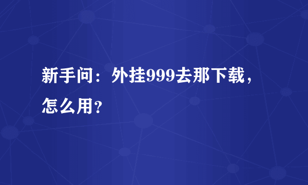 新手问：外挂999去那下载，怎么用？