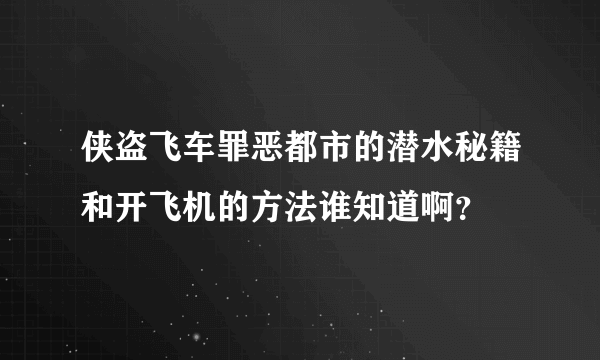 侠盗飞车罪恶都市的潜水秘籍和开飞机的方法谁知道啊？