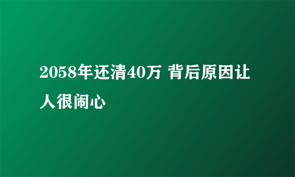 2058年还清40万 背后原因让人很闹心