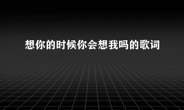 想你的时候你会想我吗的歌词