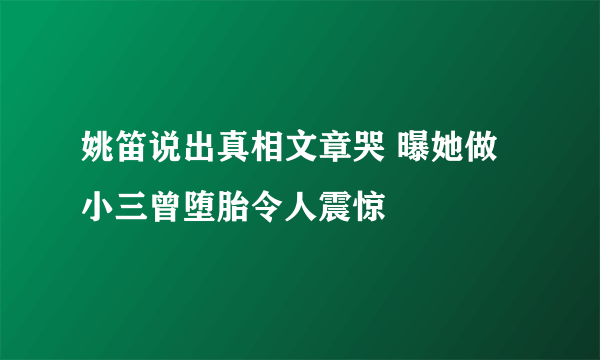 姚笛说出真相文章哭 曝她做小三曾堕胎令人震惊