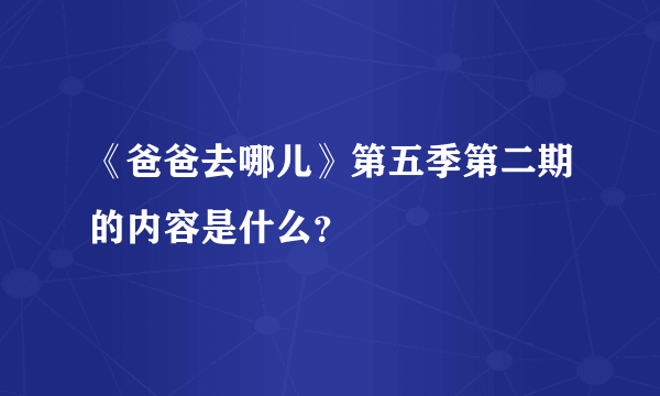 《爸爸去哪儿》第五季第二期的内容是什么？