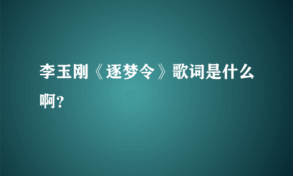 李玉刚《逐梦令》歌词是什么啊？