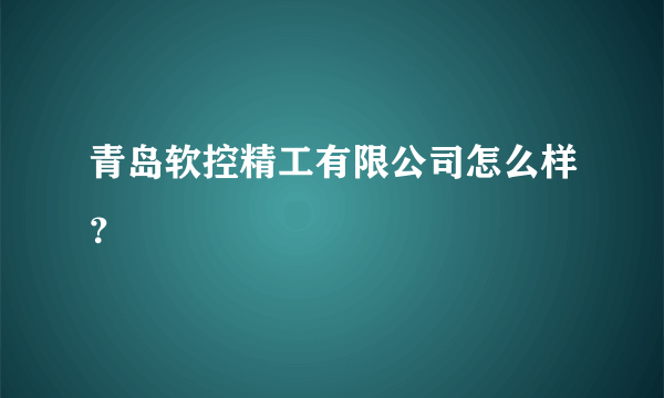 青岛软控精工有限公司怎么样？