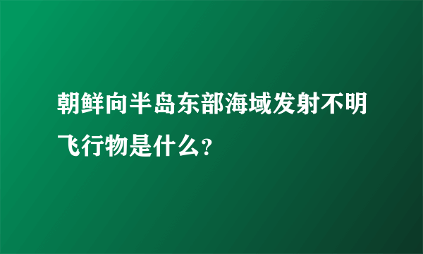 朝鲜向半岛东部海域发射不明飞行物是什么？