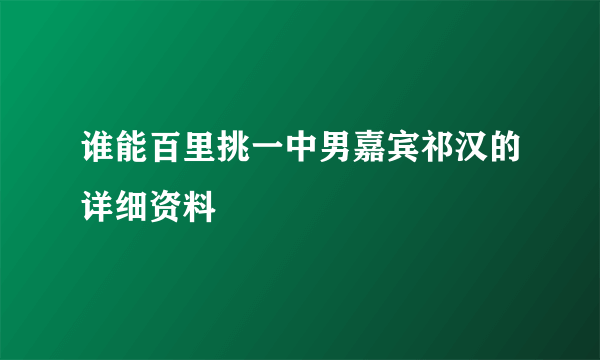 谁能百里挑一中男嘉宾祁汉的详细资料