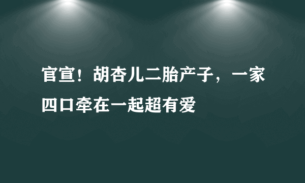 官宣！胡杏儿二胎产子，一家四口牵在一起超有爱