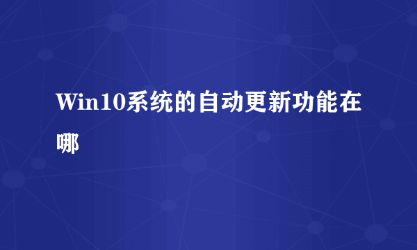 Win10系统的自动更新功能在哪