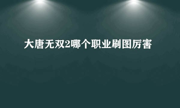 大唐无双2哪个职业刷图厉害