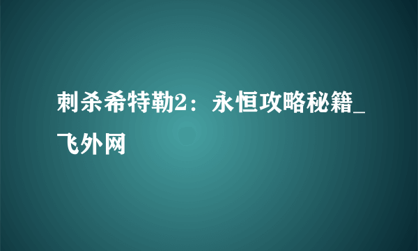 刺杀希特勒2：永恒攻略秘籍_飞外网