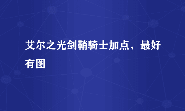 艾尔之光剑鞘骑士加点，最好有图