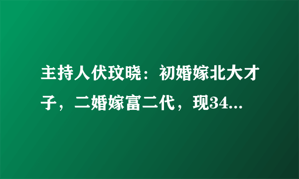 主持人伏玟晓：初婚嫁北大才子，二婚嫁富二代，现34岁独自带儿子