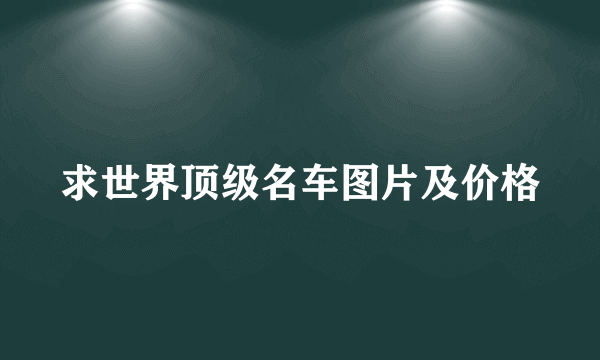 求世界顶级名车图片及价格