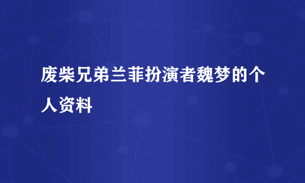 废柴兄弟兰菲扮演者魏梦的个人资料