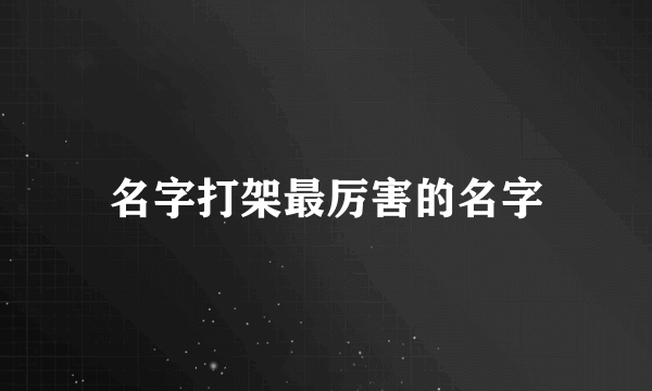 名字打架最厉害的名字