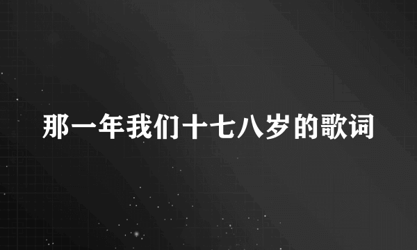 那一年我们十七八岁的歌词