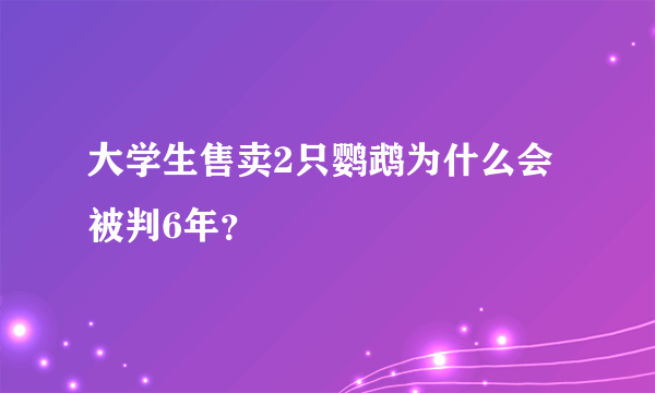 大学生售卖2只鹦鹉为什么会被判6年？