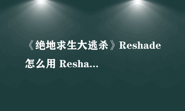 《绝地求生大逃杀》Reshade怎么用 Reshade安装及设置教程