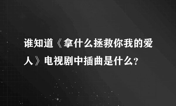 谁知道《拿什么拯救你我的爱人》电视剧中插曲是什么？