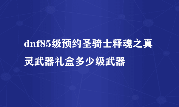 dnf85级预约圣骑士释魂之真灵武器礼盒多少级武器