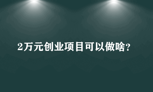 2万元创业项目可以做啥？