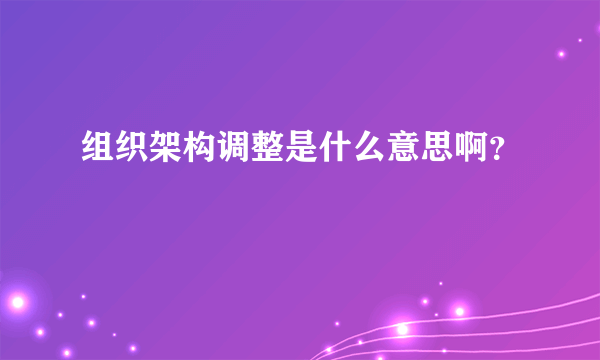 组织架构调整是什么意思啊？