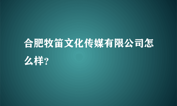 合肥牧笛文化传媒有限公司怎么样？