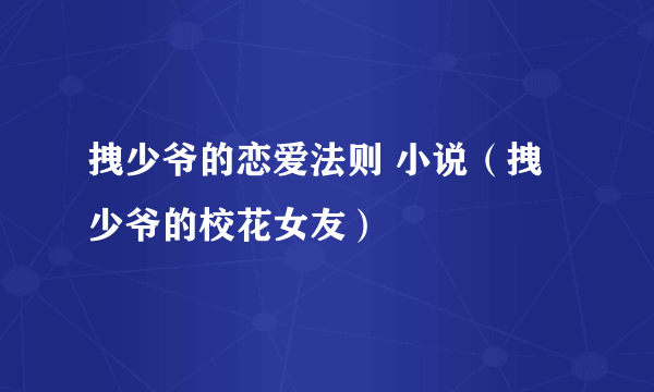 拽少爷的恋爱法则 小说（拽少爷的校花女友）