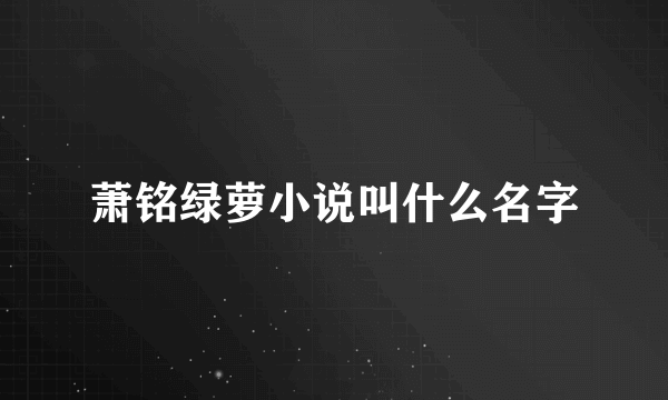 萧铭绿萝小说叫什么名字