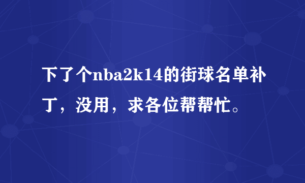 下了个nba2k14的街球名单补丁，没用，求各位帮帮忙。