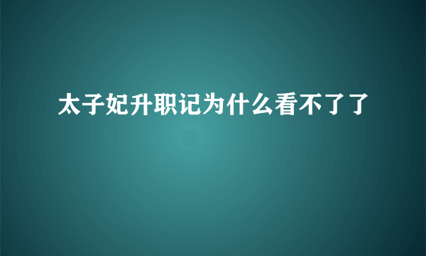 太子妃升职记为什么看不了了