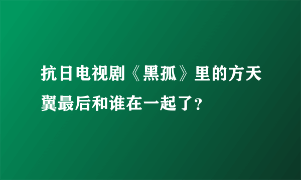 抗日电视剧《黑孤》里的方天翼最后和谁在一起了？