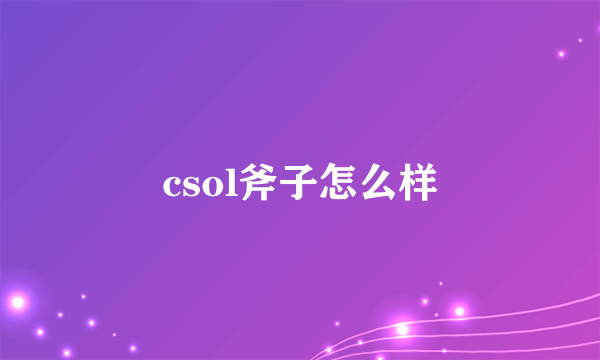 csol斧子怎么样