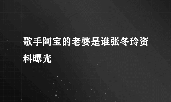 歌手阿宝的老婆是谁张冬玲资料曝光