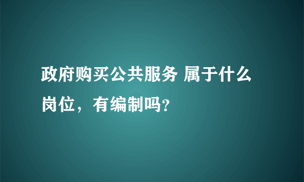 政府购买公共服务 属于什么岗位，有编制吗？