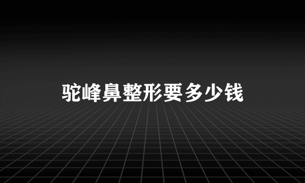 驼峰鼻整形要多少钱