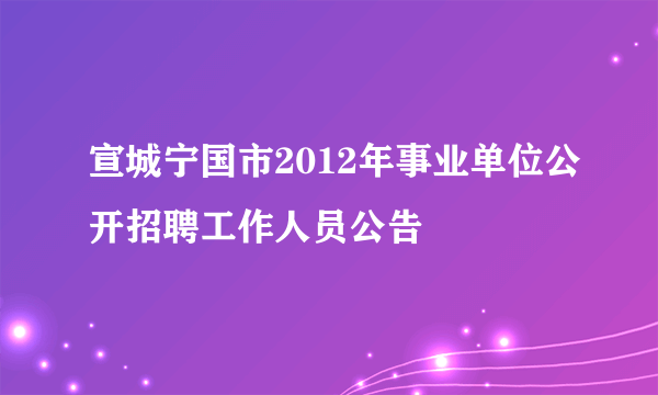 宣城宁国市2012年事业单位公开招聘工作人员公告