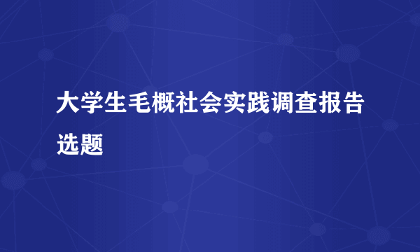 大学生毛概社会实践调查报告选题