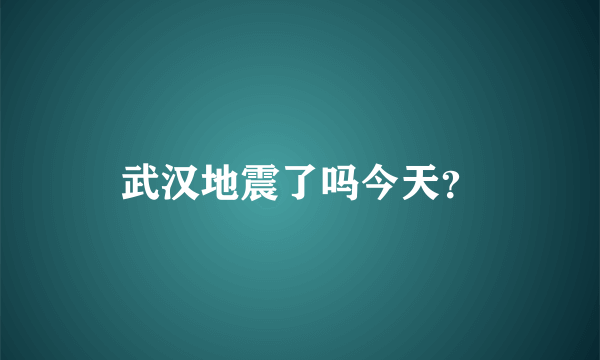 武汉地震了吗今天？