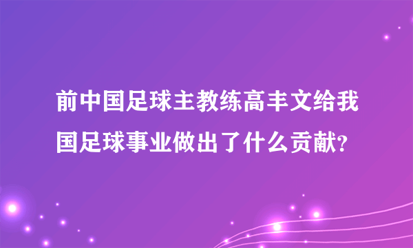 前中国足球主教练高丰文给我国足球事业做出了什么贡献？